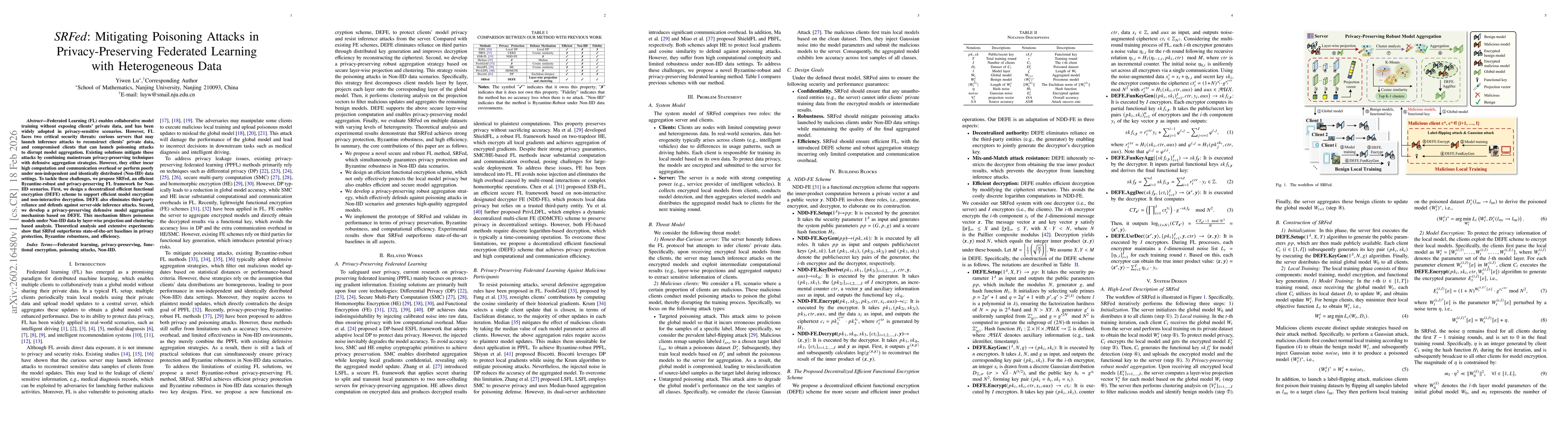 Thumbnail for SRFed: Mitigating Poisoning Attacks in Privacy-Preserving Federated Learning with Heterogeneous Data