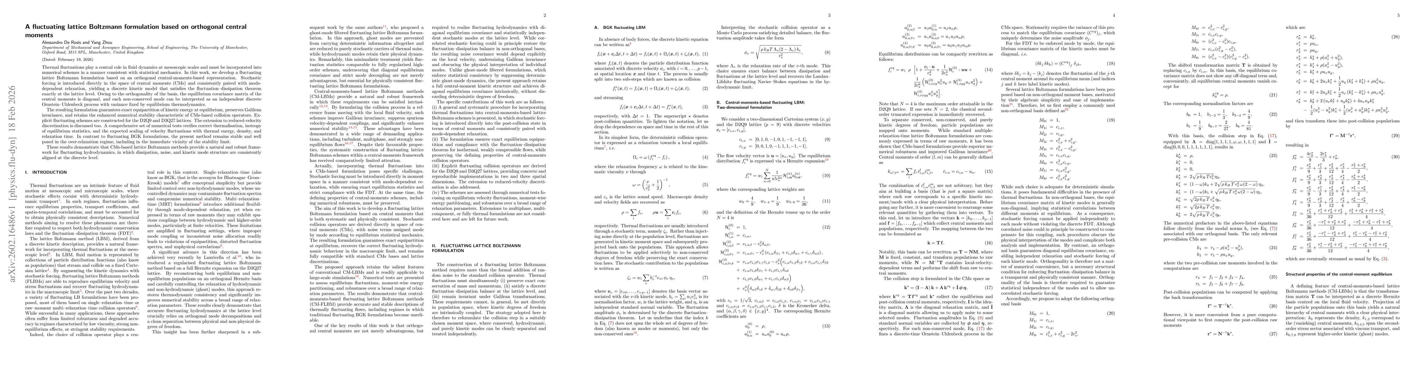 Thumbnail for A fluctuating lattice Boltzmann formulation based on orthogonal central moments