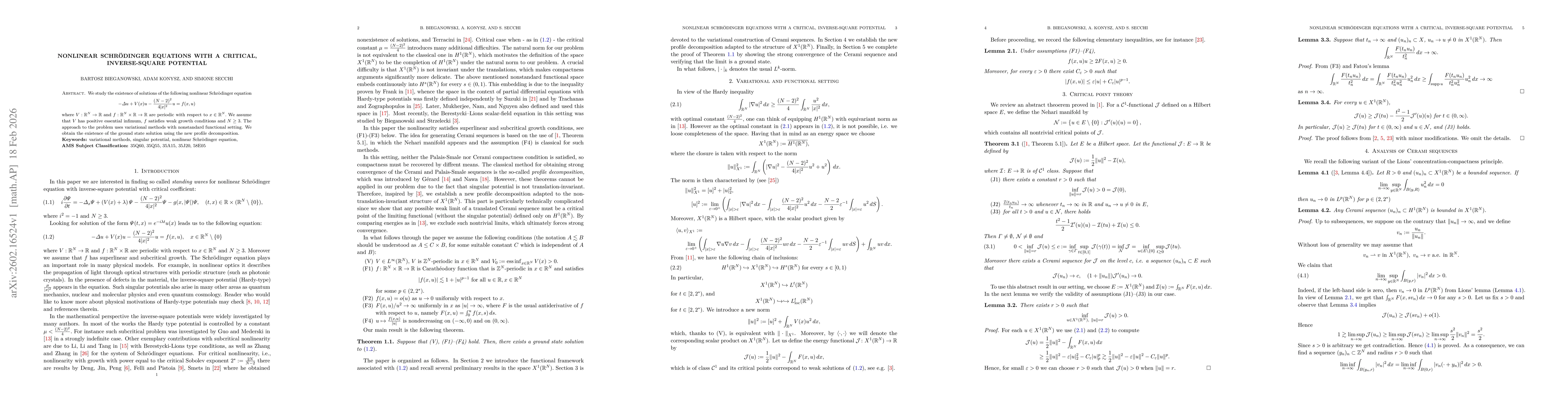 Thumbnail for Nonlinear Schrödinger equations with a critical, inverse-square potential