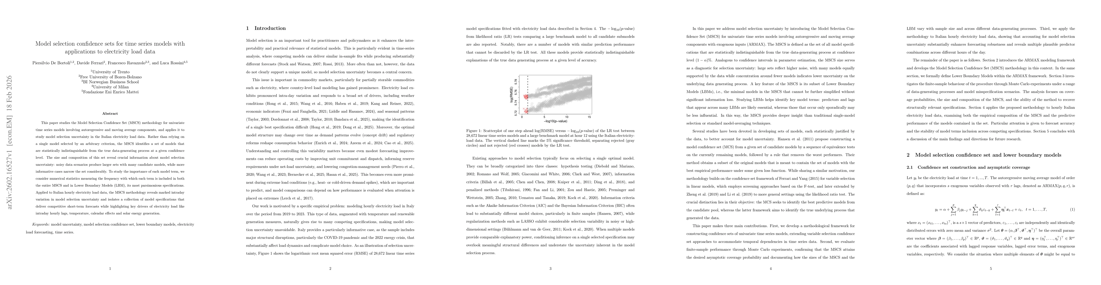 Thumbnail for Model selection confidence sets for time series models with applications to electricity load data