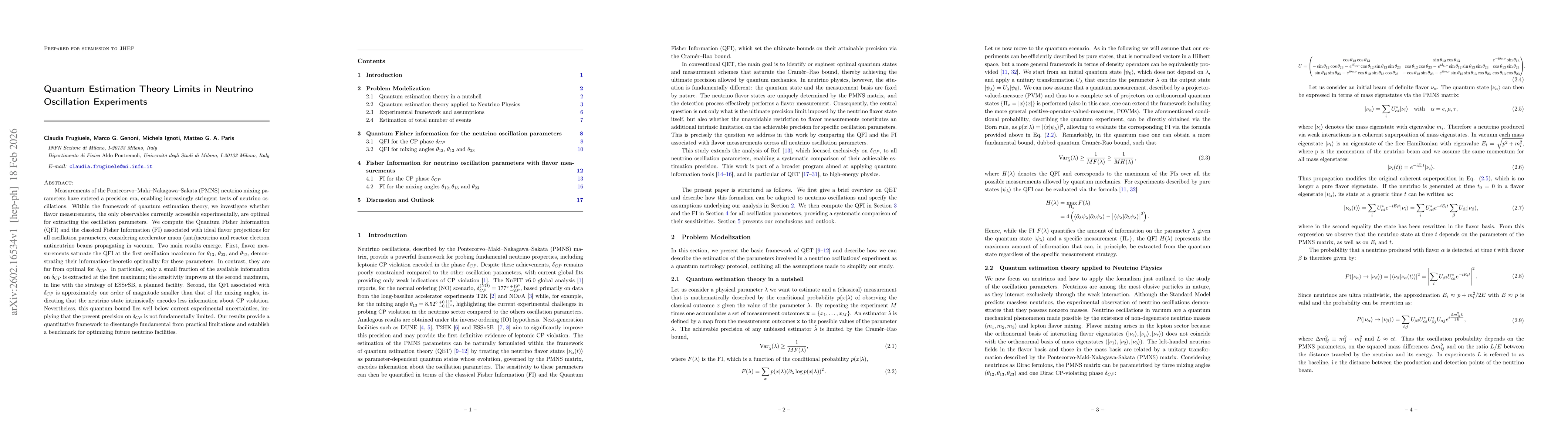 Thumbnail for Quantum Estimation Theory Limits in Neutrino Oscillation Experiments