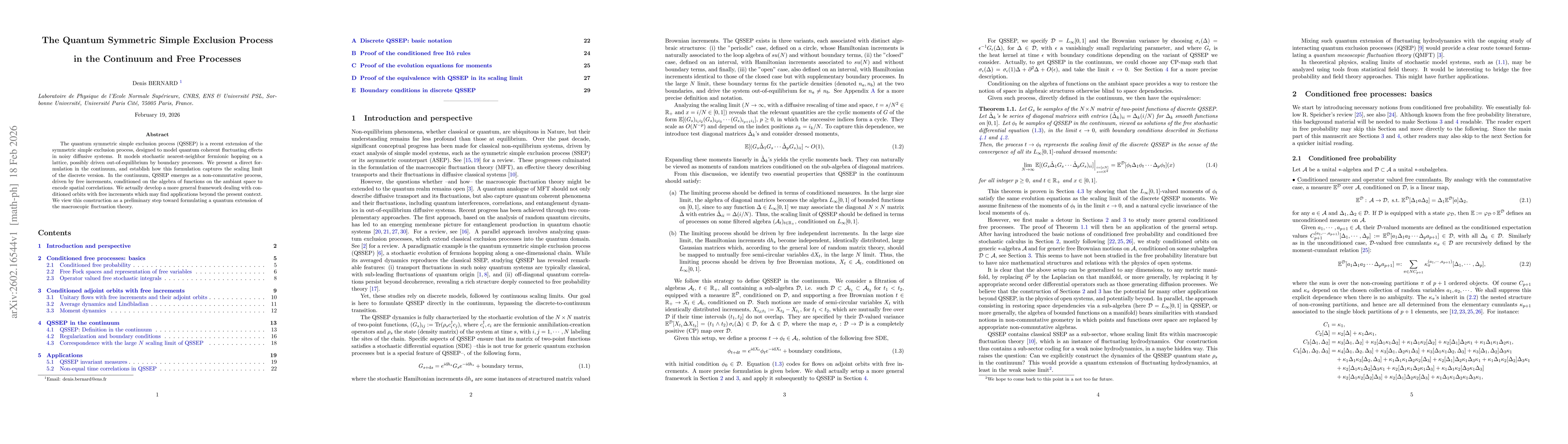 Thumbnail for The Quantum Symmetric Simple Exclusion Process in the Continuum and Free Processes