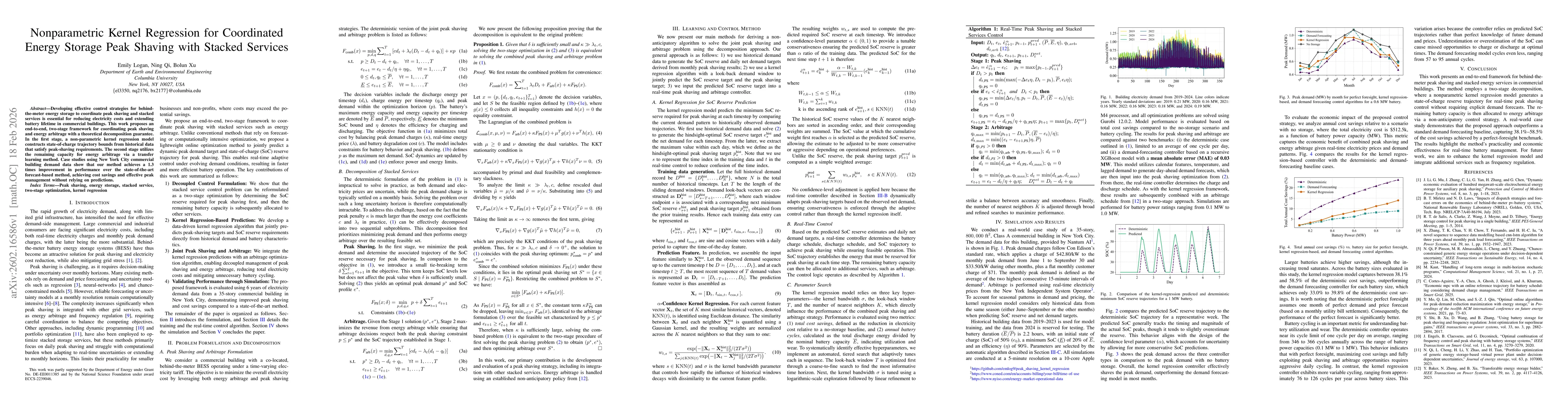 Thumbnail for Nonparametric Kernel Regression for Coordinated Energy Storage Peak Shaving with Stacked Services