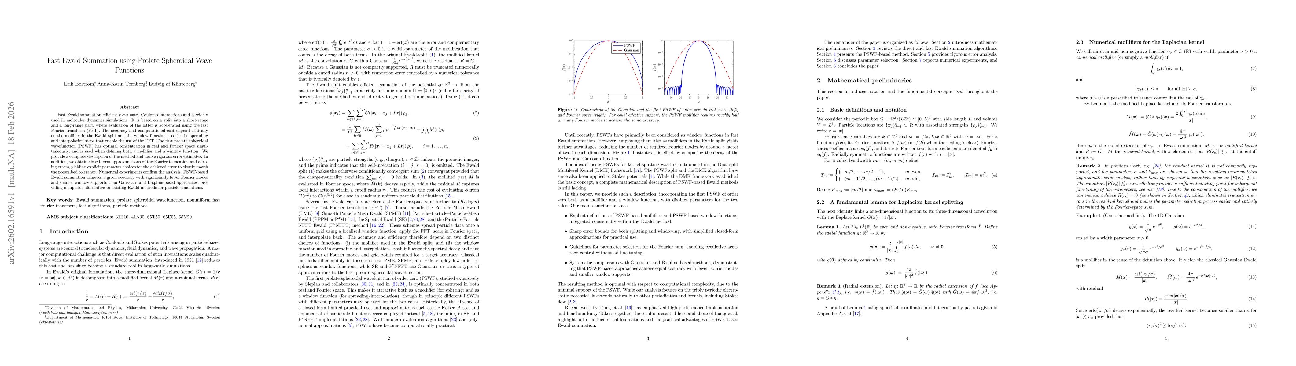 Thumbnail for Fast Ewald Summation using Prolate Spheroidal Wave Functions