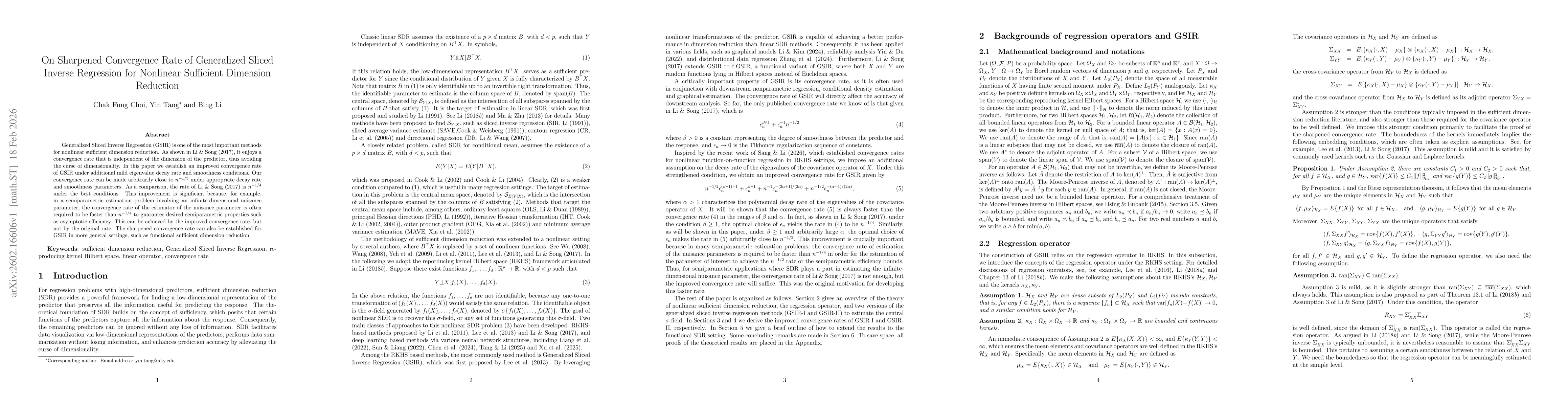 Thumbnail for On Sharpened Convergence Rate of Generalized Sliced Inverse Regression for Nonlinear Sufficient Dimension Reduction