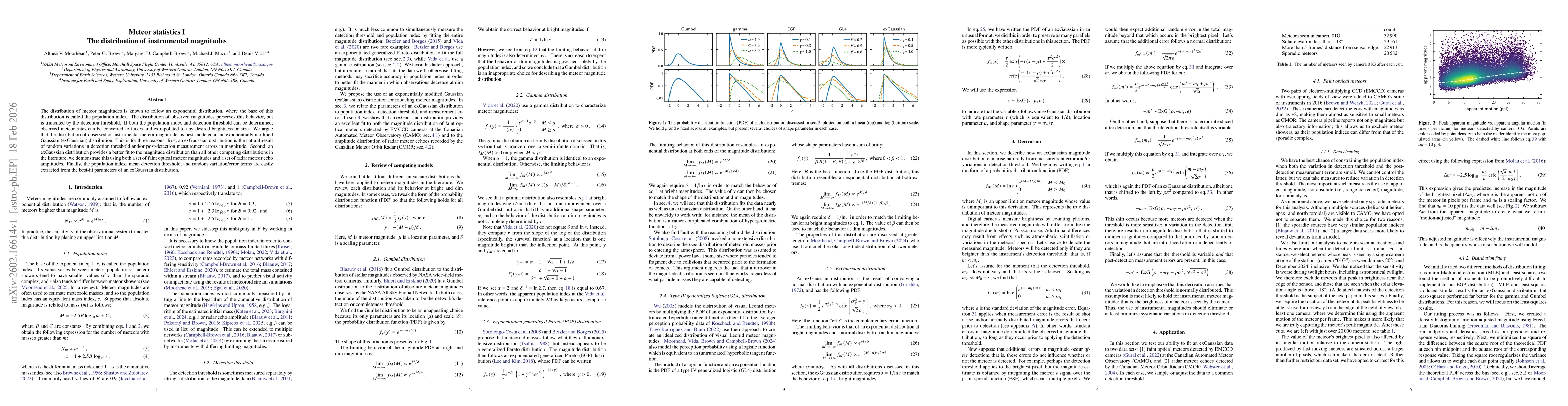 Thumbnail for Meteor statistics I: The distribution of instrumental magnitudes