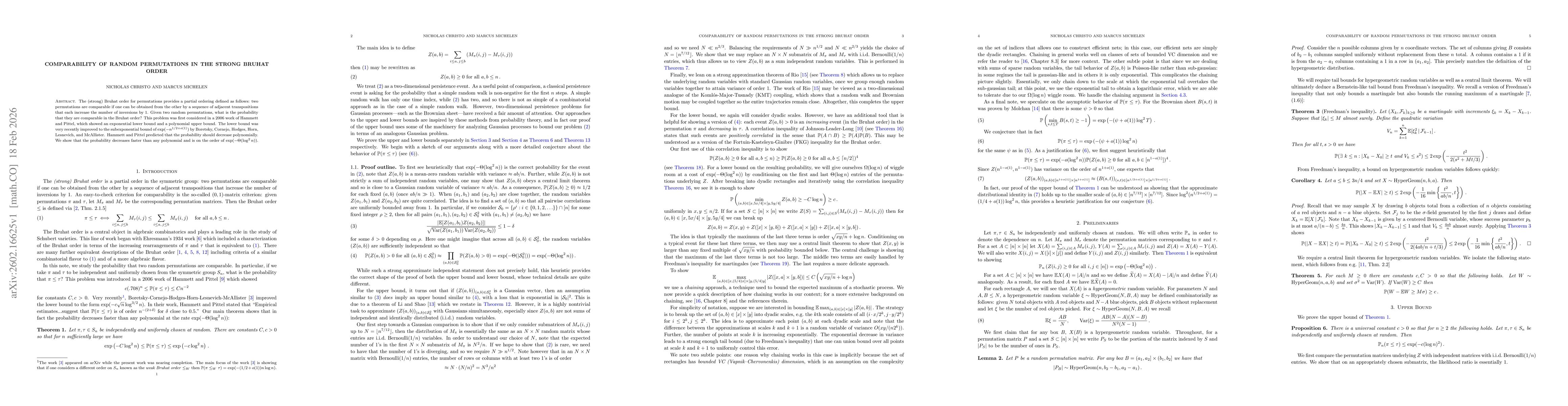 Thumbnail for Comparability of random permutations in the strong Bruhat order