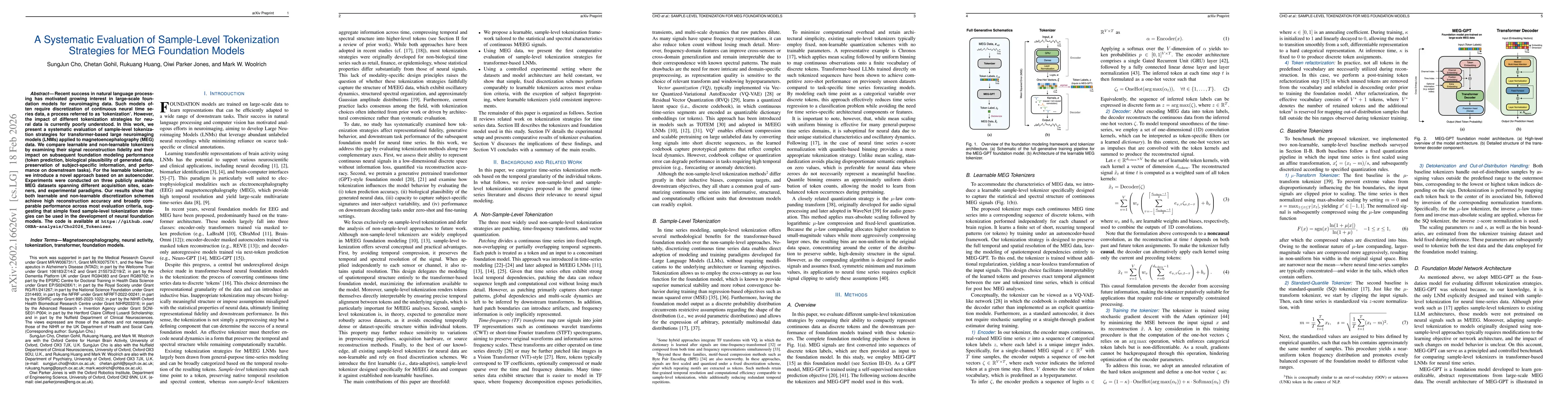 Thumbnail for A Systematic Evaluation of Sample-Level Tokenization Strategies for MEG Foundation Models