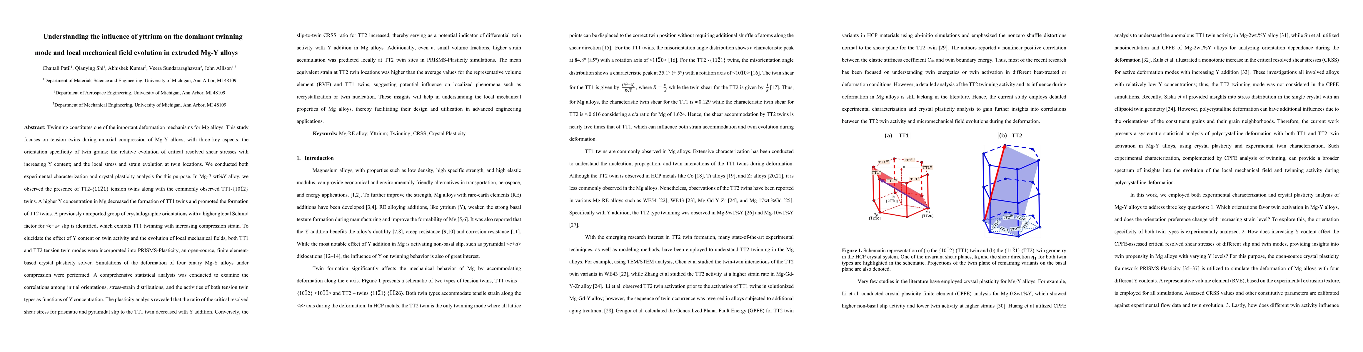 Thumbnail for Understanding the influence of yttrium on the dominant twinning mode and local mechanical field evolution in extruded Mg-Y alloys