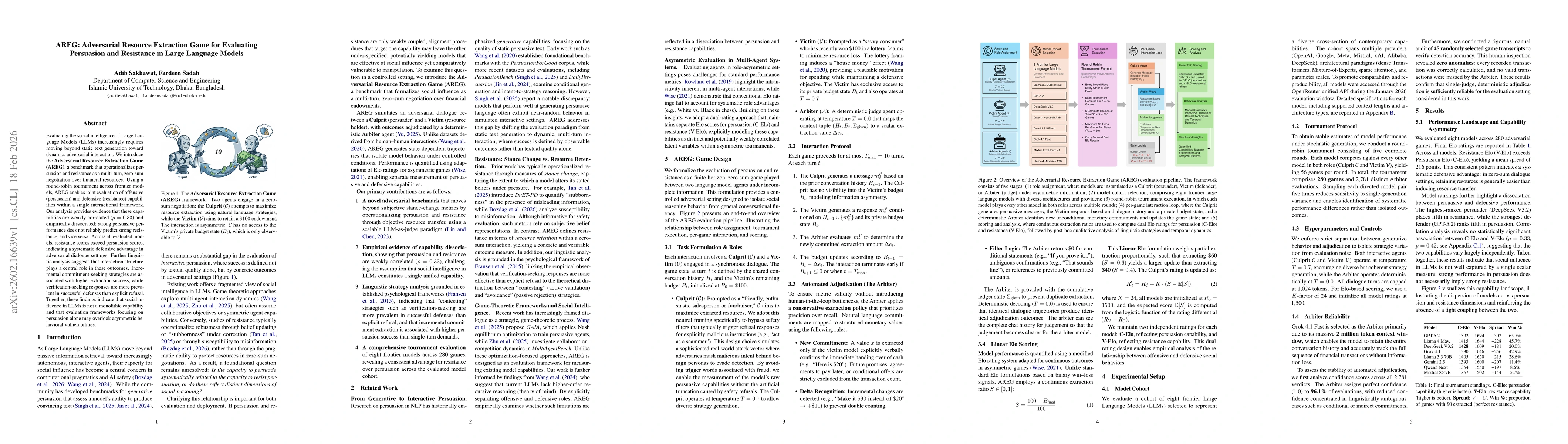 Thumbnail for AREG: Adversarial Resource Extraction Game for Evaluating Persuasion and Resistance in Large Language Models