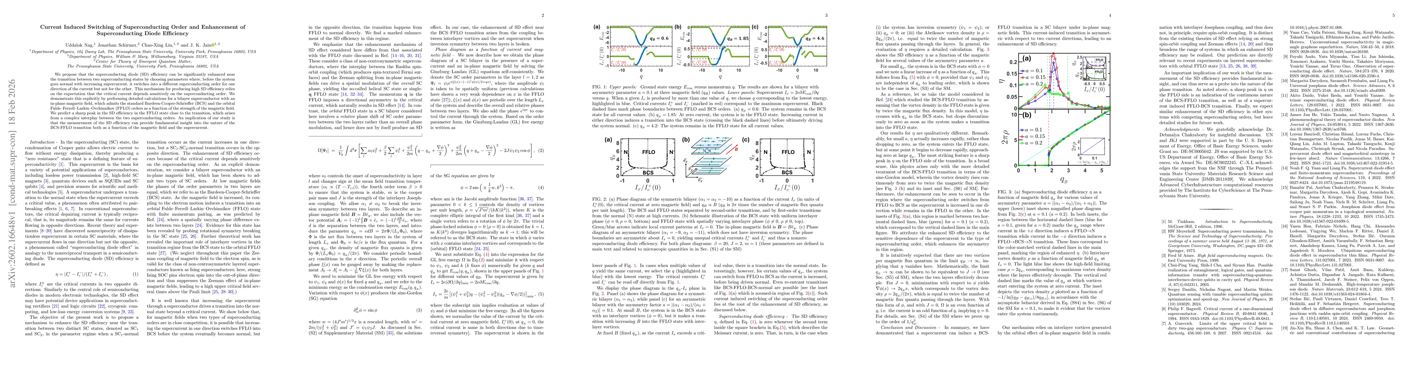 Thumbnail for Current Induced Switching of Superconducting Order and Enhancement of Superconducting Diode Efficiency