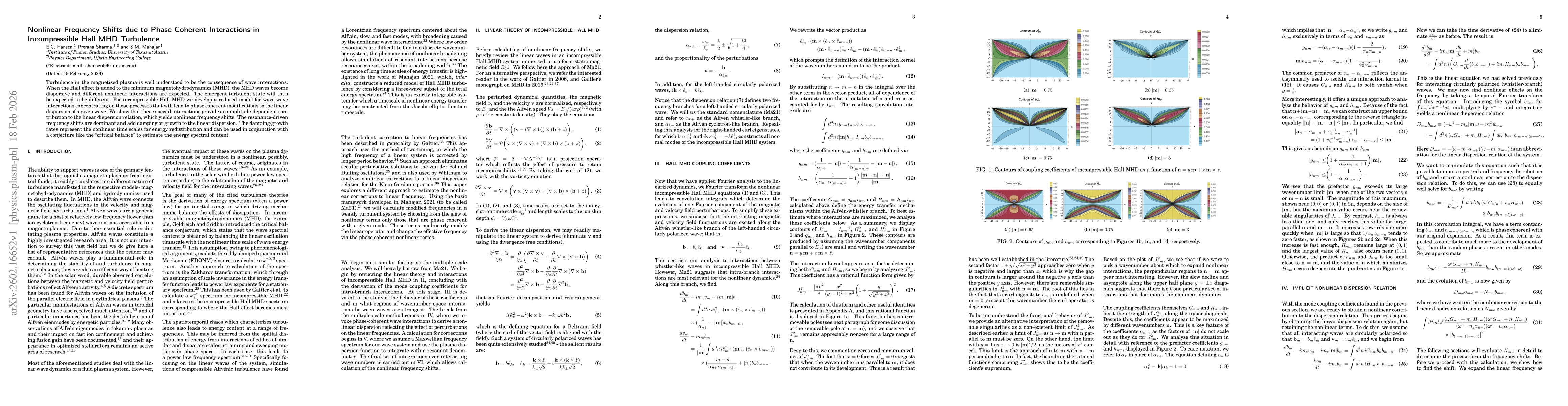 Thumbnail for Nonlinear Frequency Shifts due to Phase Coherent Interactions in Incompressible Hall MHD Turbulence