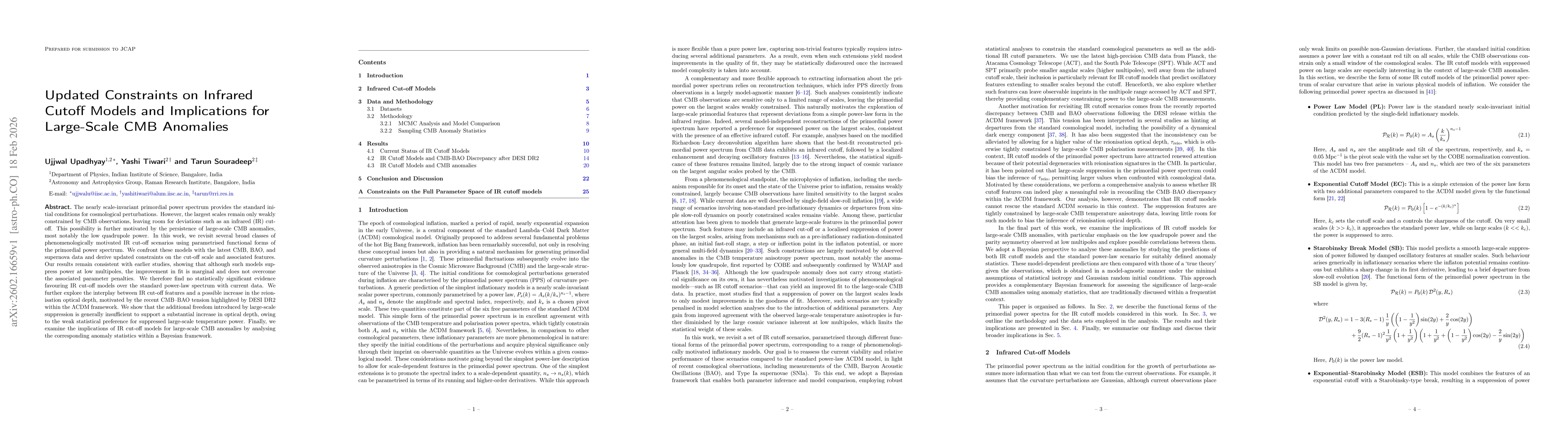 Thumbnail for Updated Constraints on Infrared Cutoff Models and Implications for Large-Scale CMB Anomalies