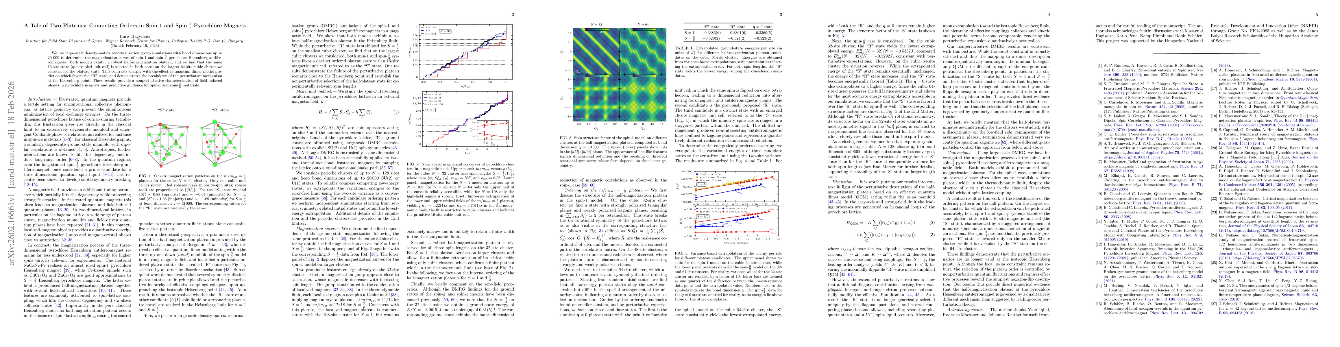 Thumbnail for A Tale of Two Plateaus: Competing Orders in Spin-1 and Spin-$\tfrac{3}{2}$ Pyrochlore Magnets