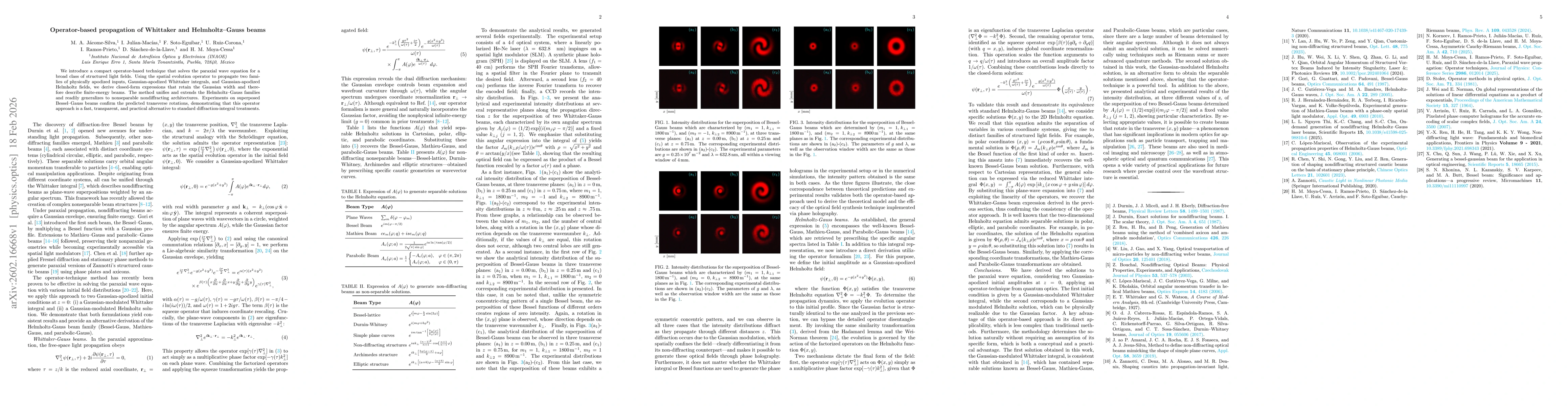 Thumbnail for Operator based propagation of Whittaker and Helmholtz Gauss beams
