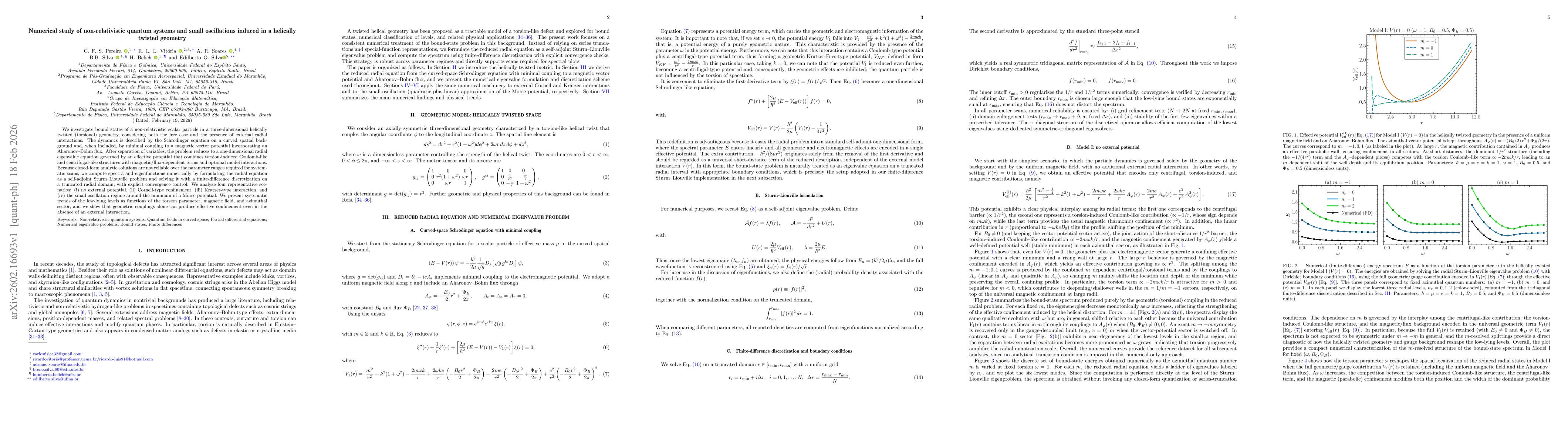 Thumbnail for Numerical study of non-relativistic quantum systems and small oscillations induced in a helically twisted geometry