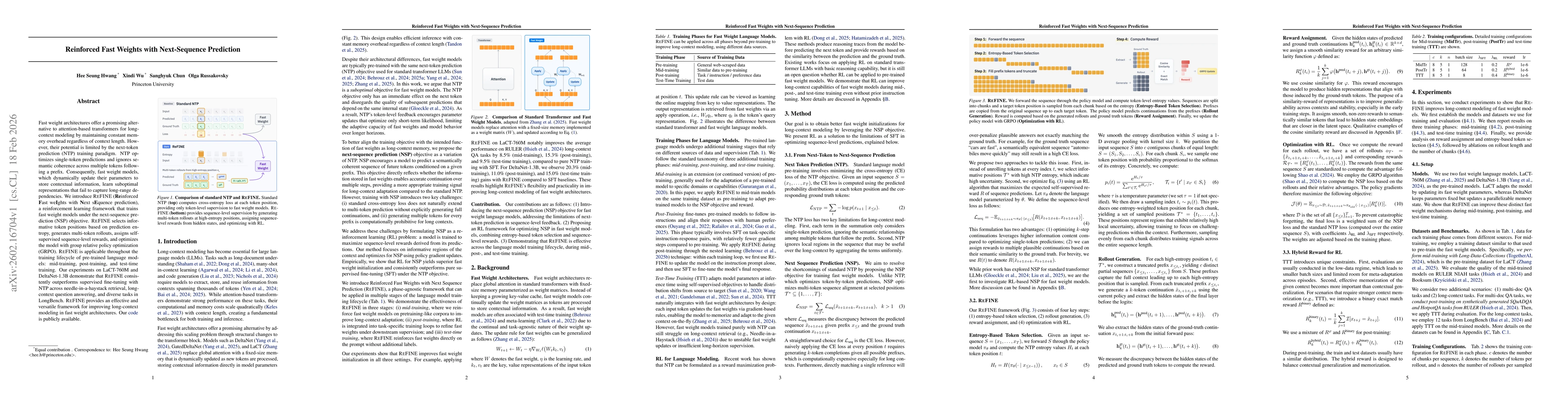 Thumbnail for Reinforced Fast Weights with Next-Sequence Prediction