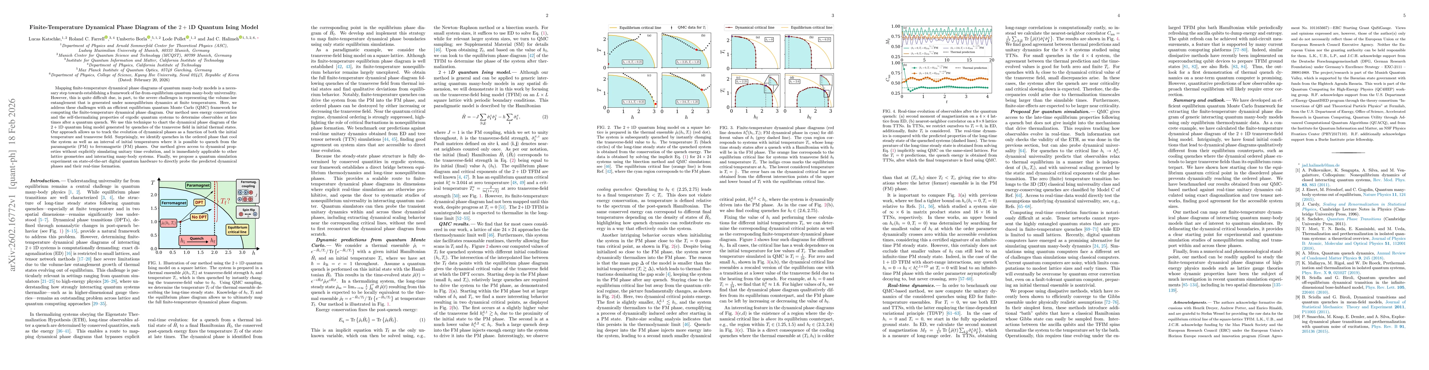 Thumbnail for Finite-Temperature Dynamical Phase Diagram of the $2+1$D Quantum Ising Model