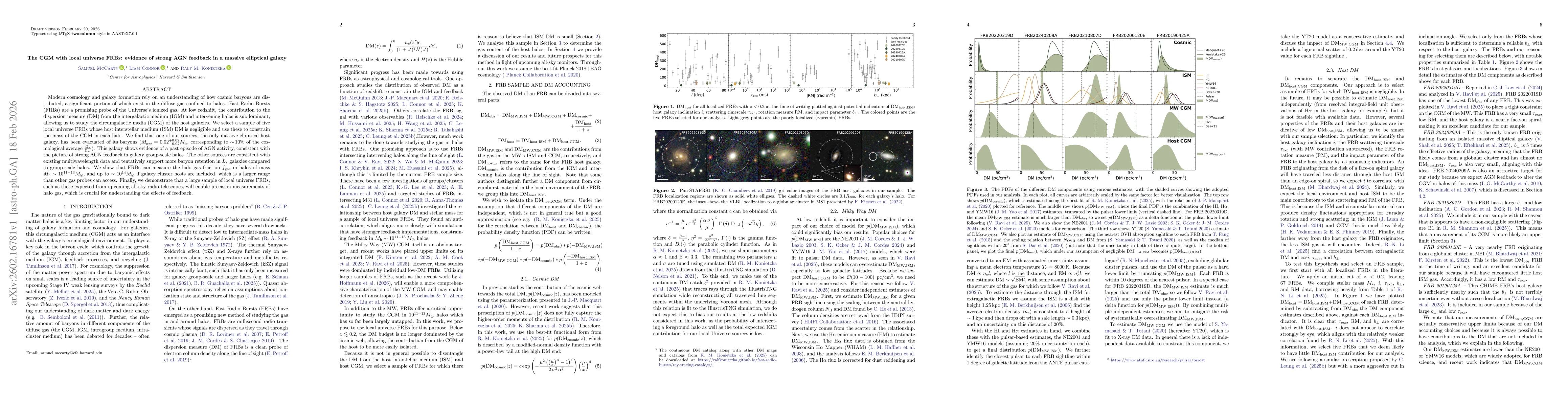 Thumbnail for The CGM with local universe FRBs: evidence of strong AGN feedback in a massive elliptical galaxy