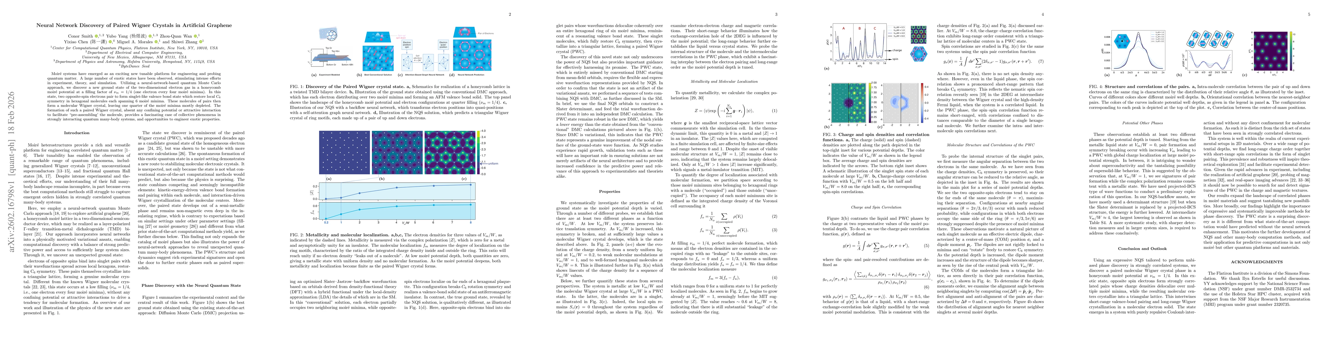 Thumbnail for Neural Network Discovery of Paired Wigner Crystals in Artificial Graphene