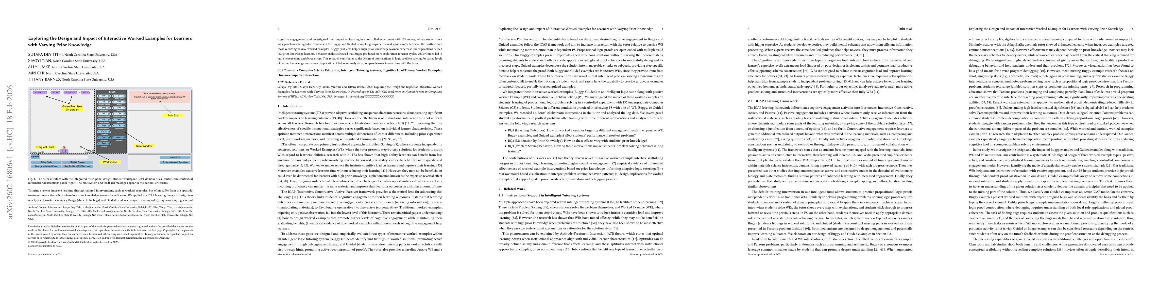 Thumbnail for Exploring the Design and Impact of Interactive Worked Examples for Learners with Varying Prior Knowledge