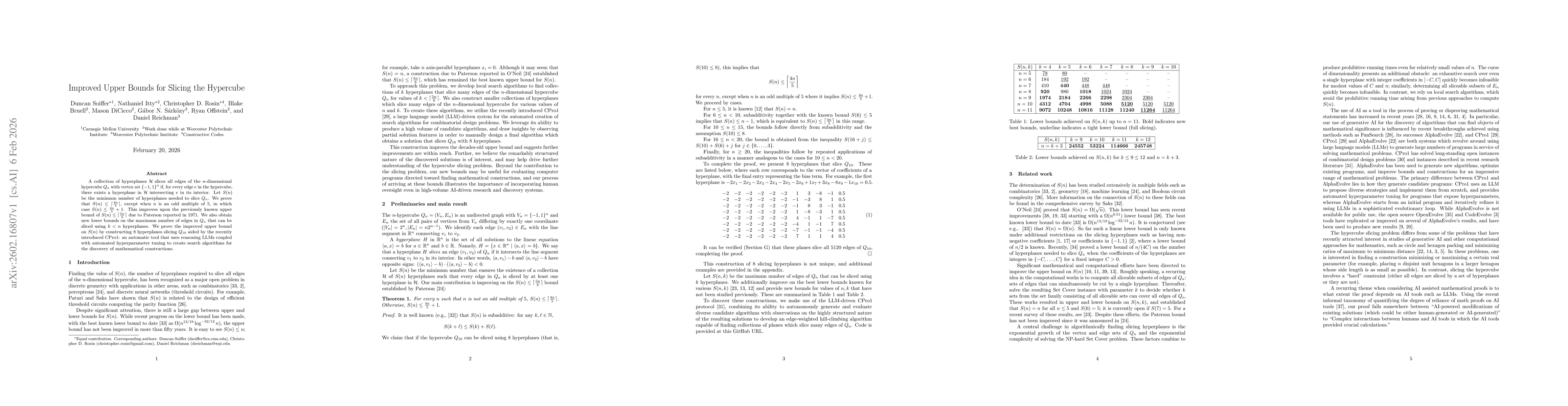 Thumbnail for Improved Upper Bounds for Slicing the Hypercube