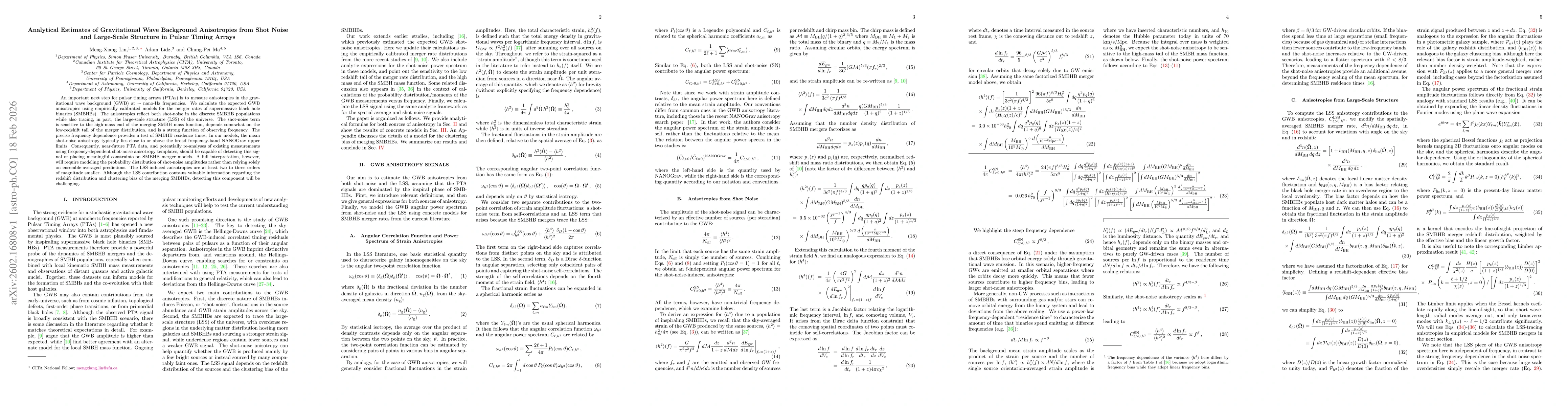Thumbnail for Analytical Estimates of Gravitational Wave Background Anisotropies from Shot Noise and Large-Scale Structure in Pulsar Timing Arrays