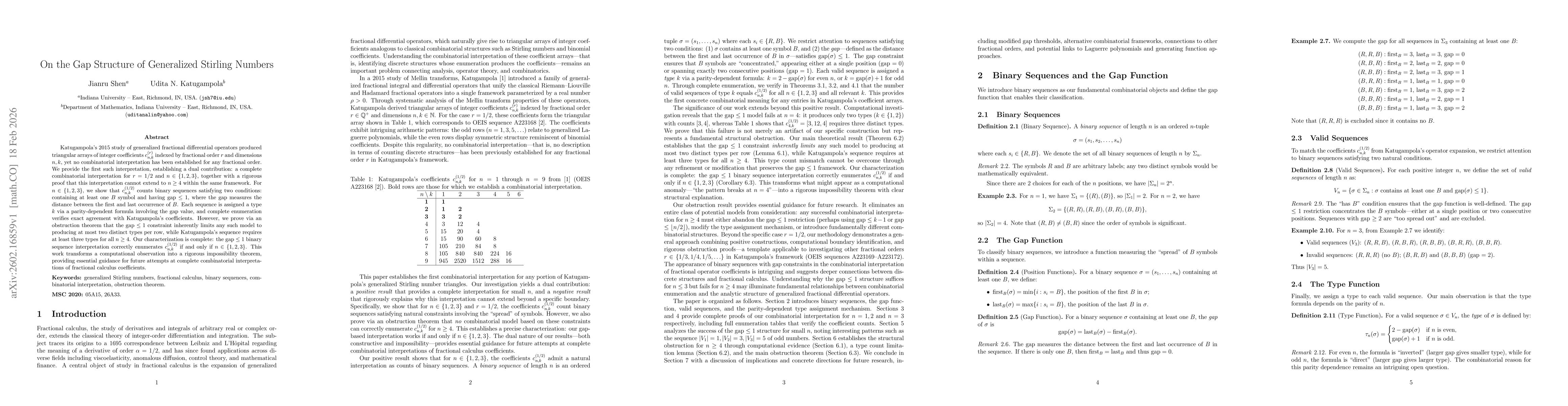 Thumbnail for On the Gap Structure of Generalized Stirling Numbers