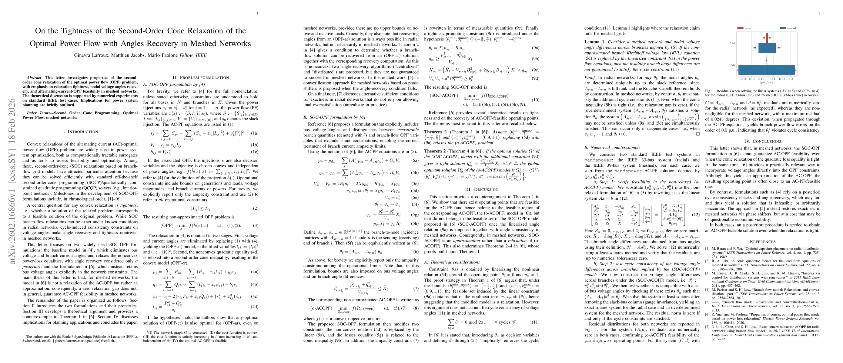 Thumbnail for On the Tightness of the Second-Order Cone Relaxation of the Optimal Power Flow with Angles Recovery in Meshed Networks