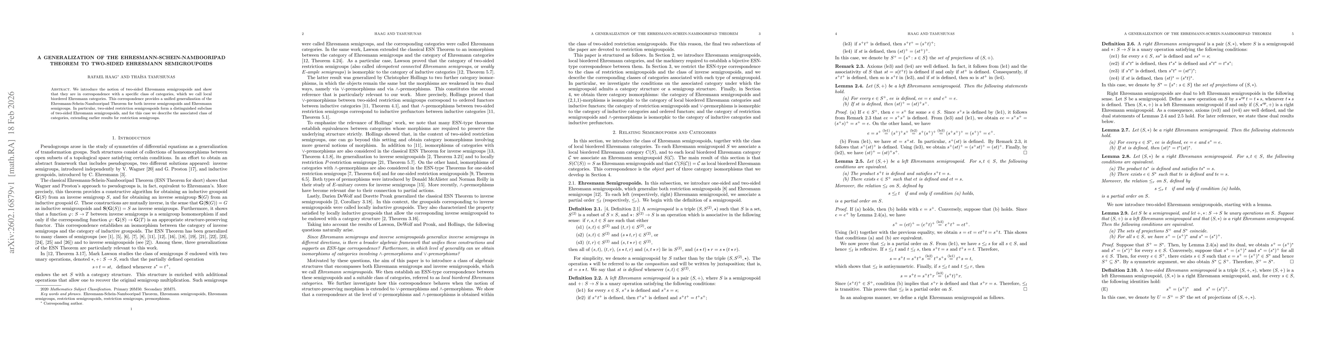 Thumbnail for A Generalization of the Ehresmann-Schein-Nambooripad Theorem to Two-Sided Ehresmann Semigroupoids