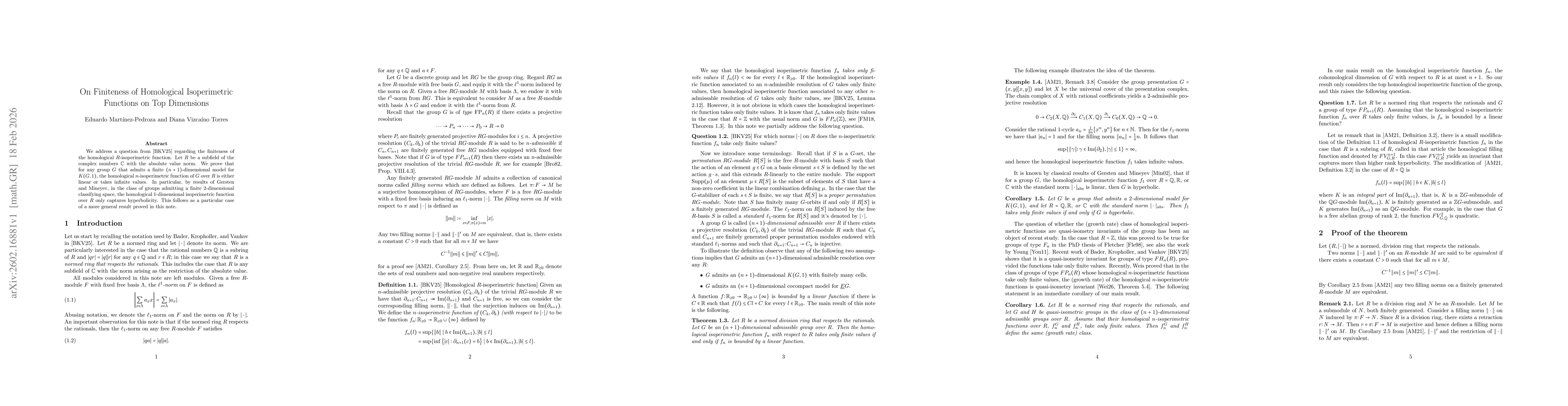 Thumbnail for On Finiteness of Homological Isoperimetric Functions on Top Dimensions