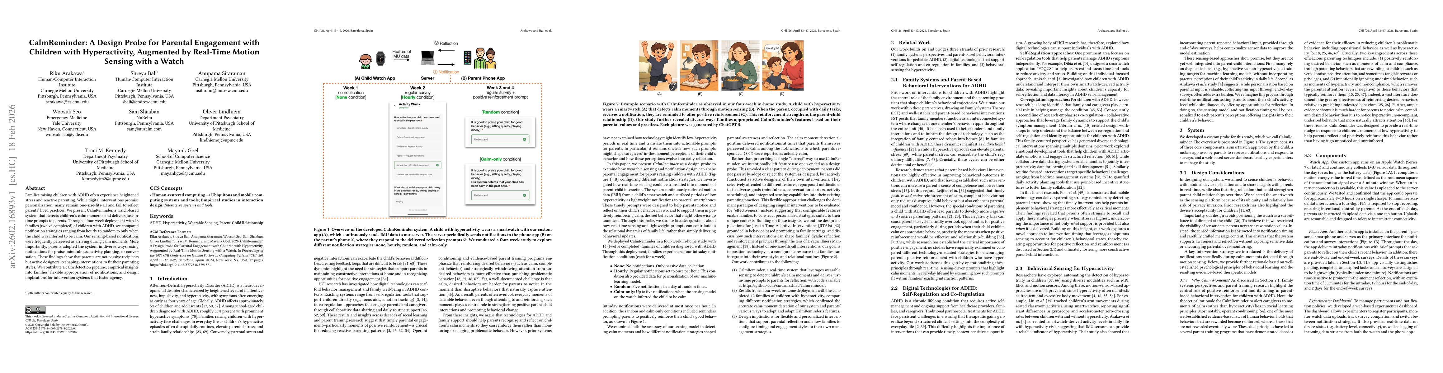 Thumbnail for CalmReminder: A Design Probe for Parental Engagement with Children with Hyperactivity, Augmented by Real-Time Motion Sensing with a Watch