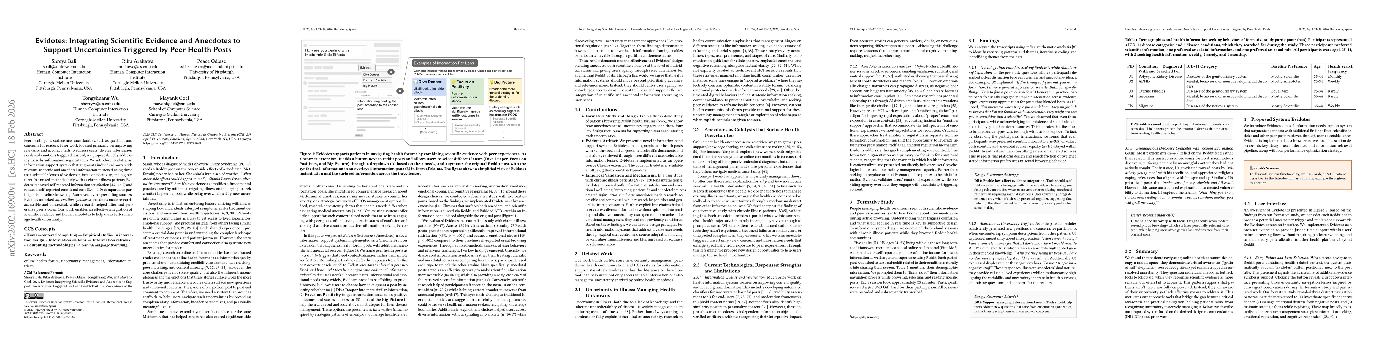 Thumbnail for Evidotes: Integrating Scientific Evidence and Anecdotes to Support Uncertainties Triggered by Peer Health Posts
