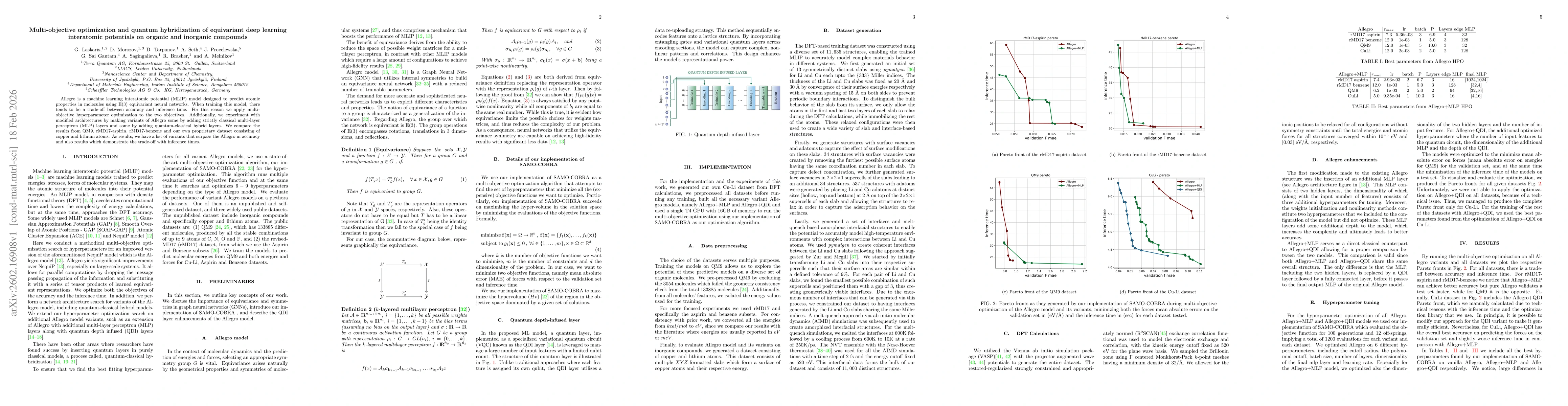 Thumbnail for Multi-objective optimization and quantum hybridization of equivariant deep learning interatomic potentials on organic and inorganic compounds
