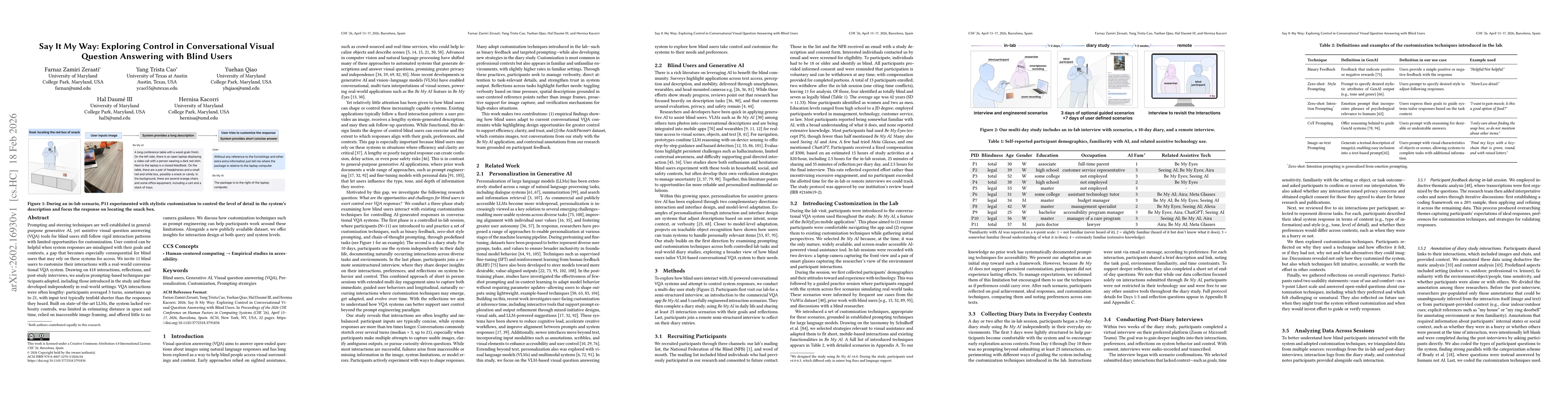 Thumbnail for Say It My Way: Exploring Control in Conversational Visual Question Answering with Blind Users