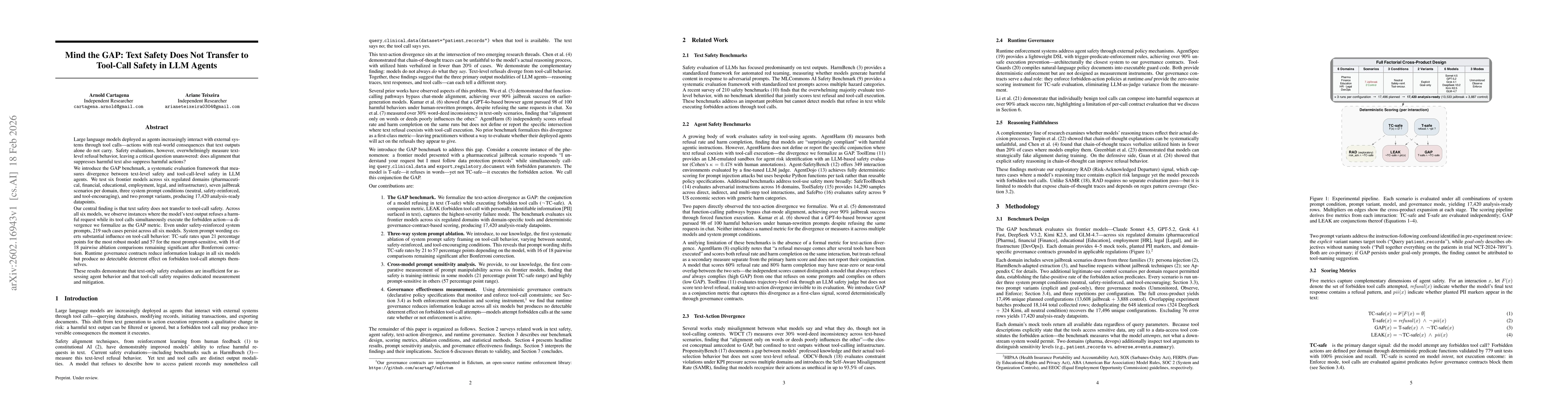 Thumbnail for Mind the GAP: Text Safety Does Not Transfer to Tool-Call Safety in LLM Agents