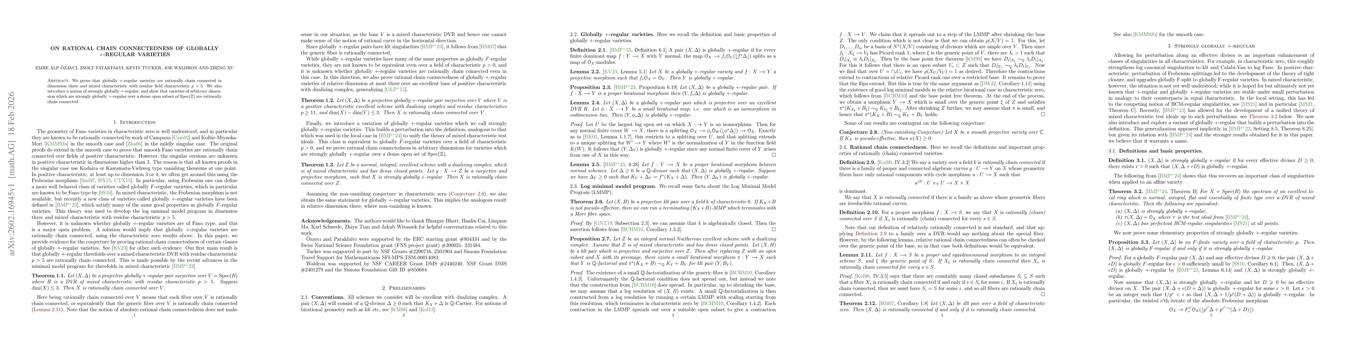 Thumbnail for On rational chain connectedness of globally +-regular varieties