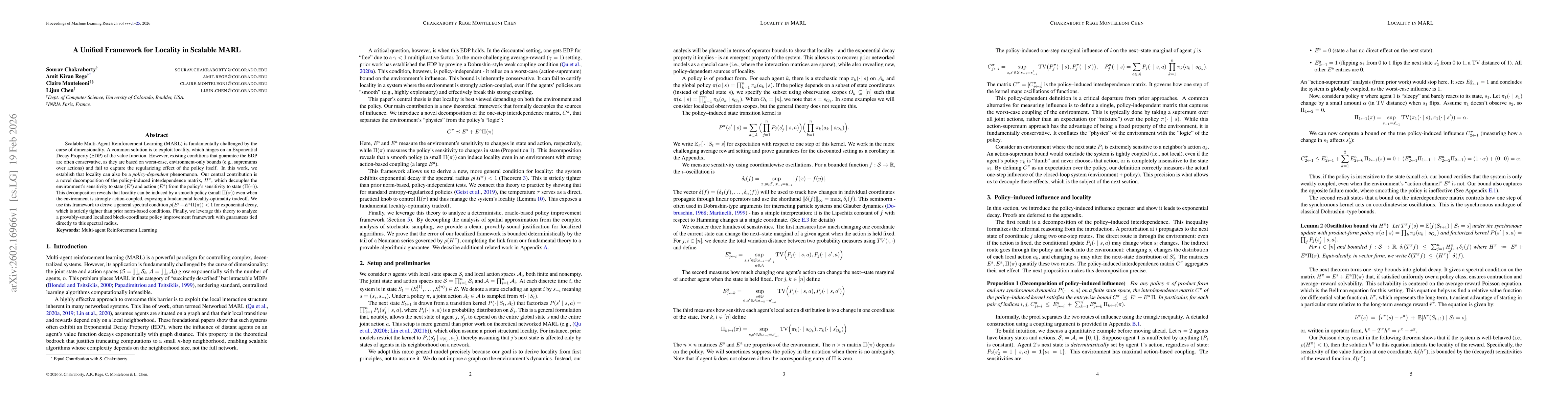 Thumbnail for A Unified Framework for Locality in Scalable MARL