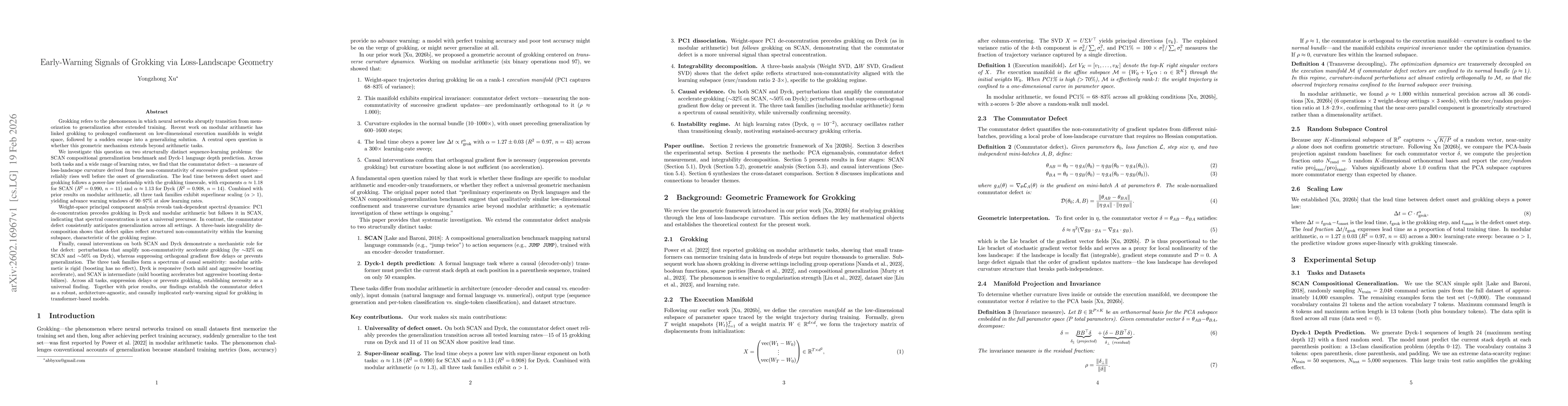 Thumbnail for Early-Warning Signals of Grokking via Loss-Landscape Geometry