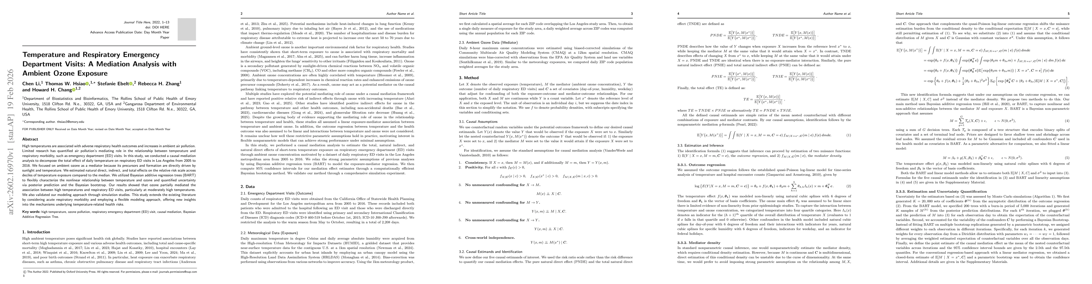 Thumbnail for Temperature and Respiratory Emergency Department Visits: A Mediation Analysis with Ambient Ozone Exposure