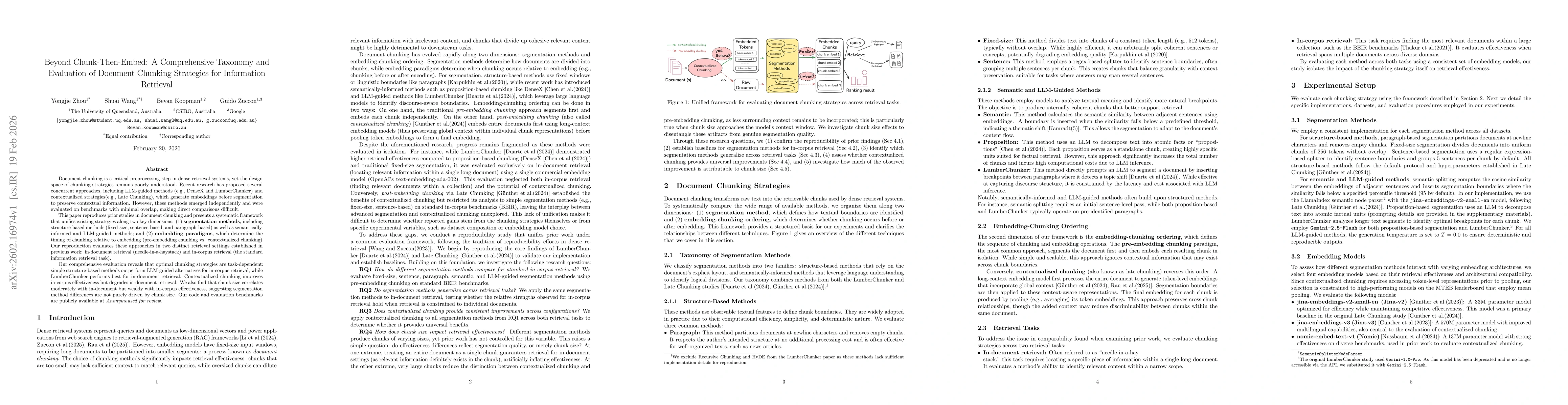 Thumbnail for Beyond Chunk-Then-Embed: A Comprehensive Taxonomy and Evaluation of Document Chunking Strategies for Information Retrieval