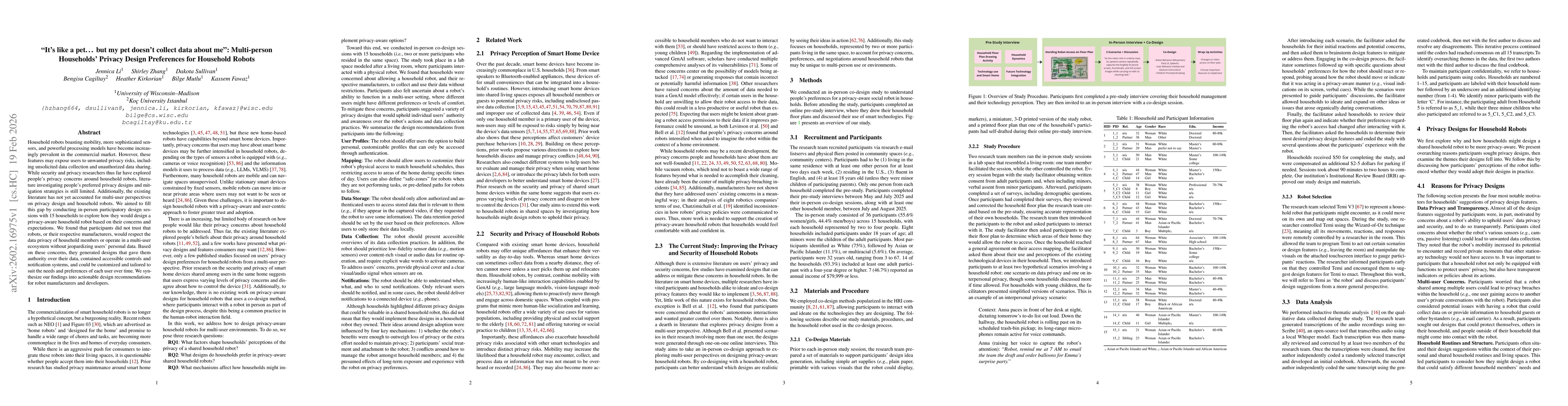 Thumbnail for "It's like a pet...but my pet doesn't collect data about me": Multi-person Households' Privacy Design Preferences for Household Robots