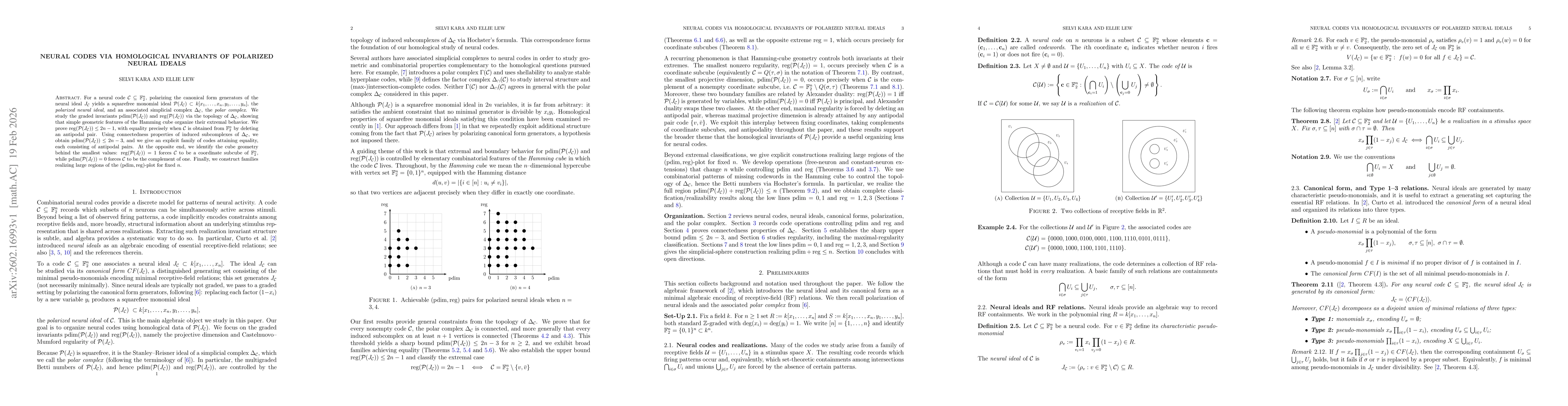 Thumbnail for Neural codes via homological invariants of polarized neural ideals