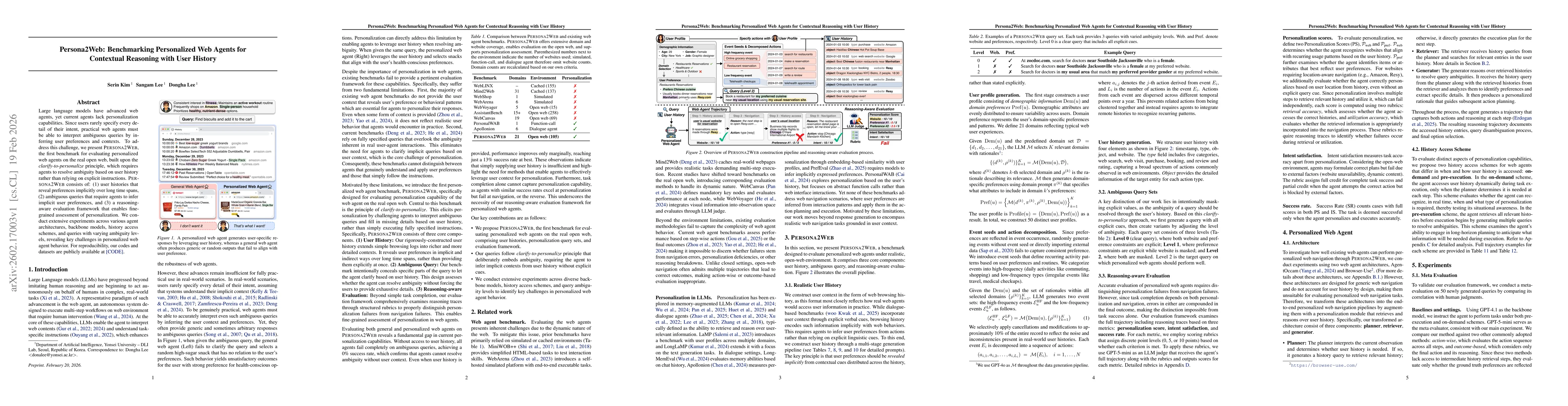 Thumbnail for Persona2Web: Benchmarking Personalized Web Agents for Contextual Reasoning with User History