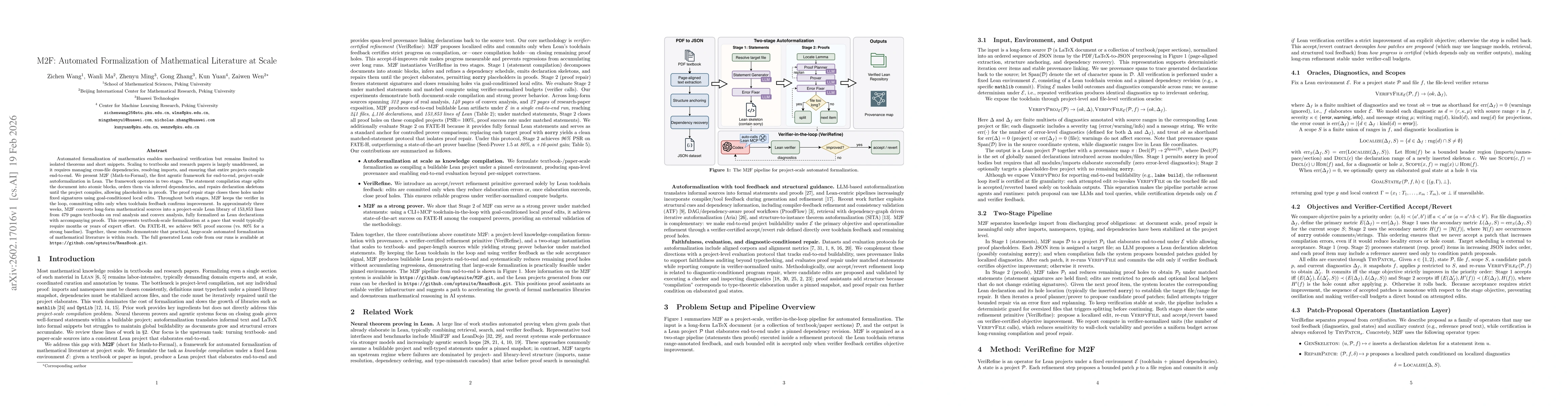 Thumbnail for M2F: Automated Formalization of Mathematical Literature at Scale