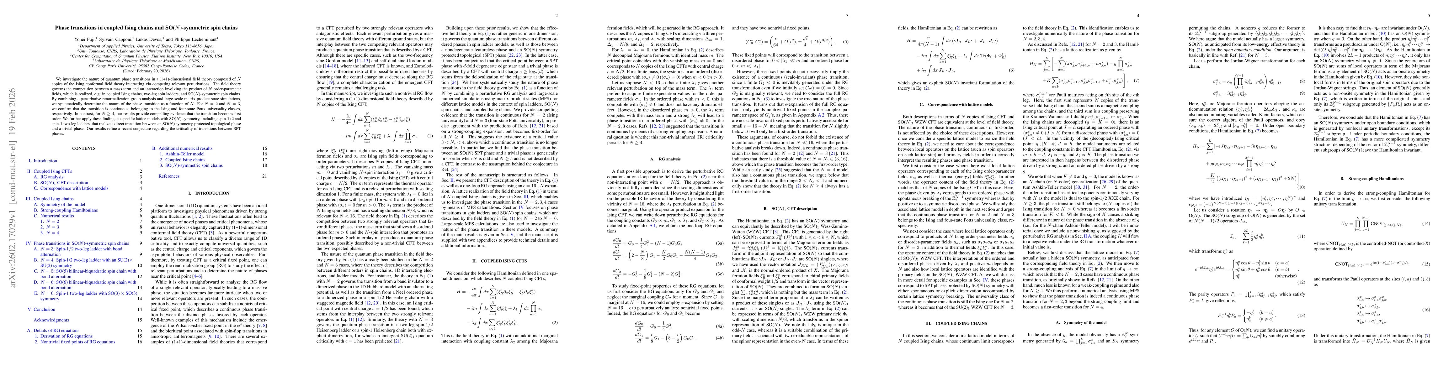 Thumbnail for Phase transitions in coupled Ising chains and SO($N$)-symmetric spin chains