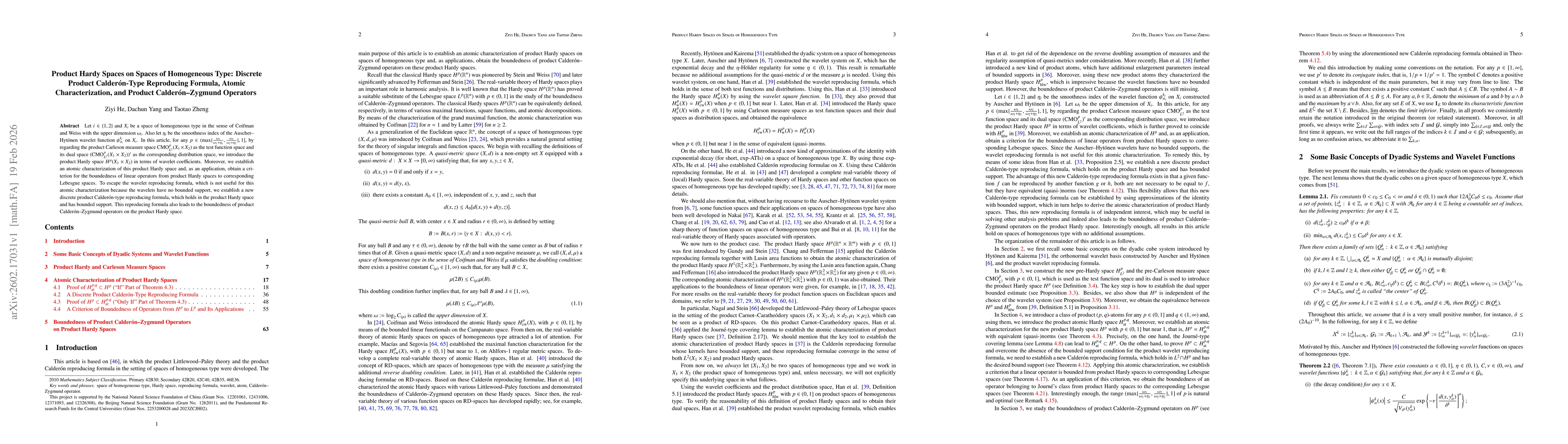 Thumbnail for Product Hardy Spaces on Spaces of Homogeneous Type: Discrete Product Calderón-Type Reproducing Formula, Atomic Characterization, and Product Calderón--Zygmund Operators