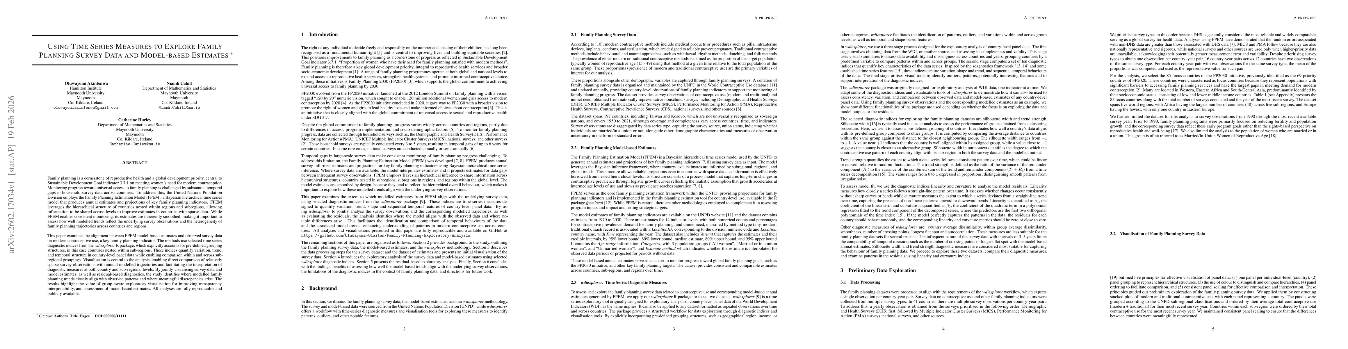 Thumbnail for Using Time Series Measures to Explore Family Planning Survey Data and Model-based Estimates
