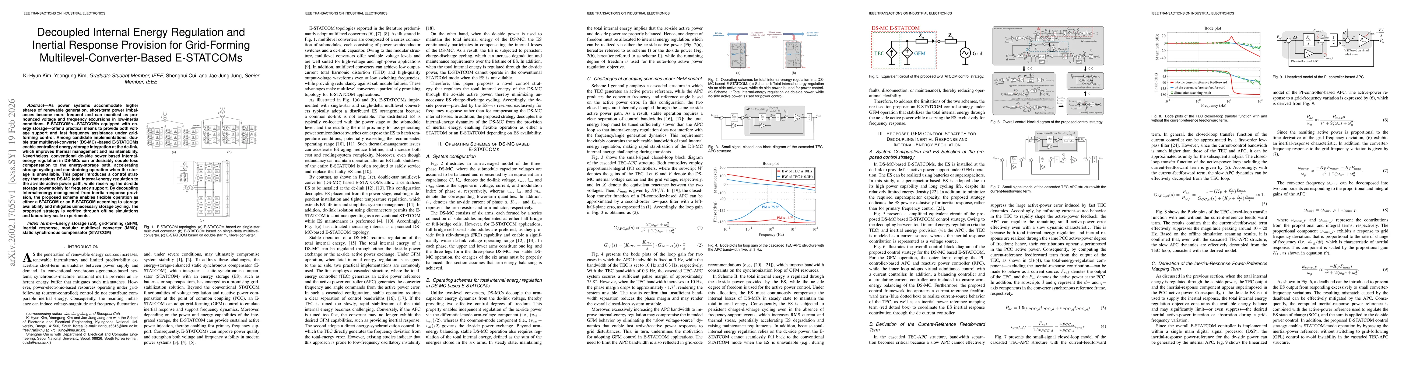 Thumbnail for Decoupled Internal Energy Regulation and Inertial Response Provision for Grid-Forming Multilevel-Converter-Based E-STATCOMs