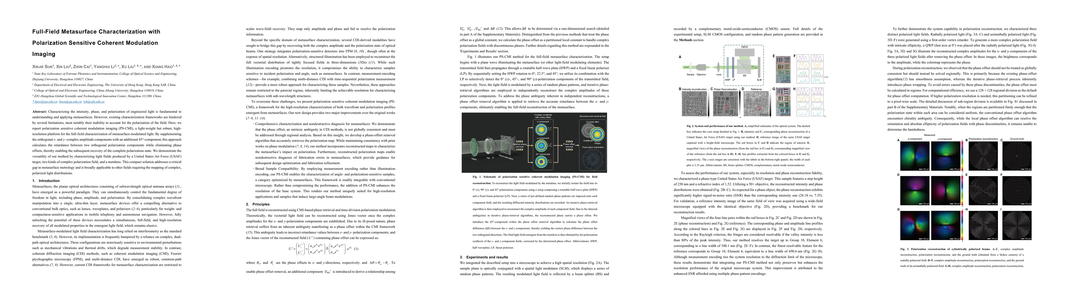Thumbnail for Full-Field Metasurface Characterization with Polarization Sensitive Coherent Modulation Imaging